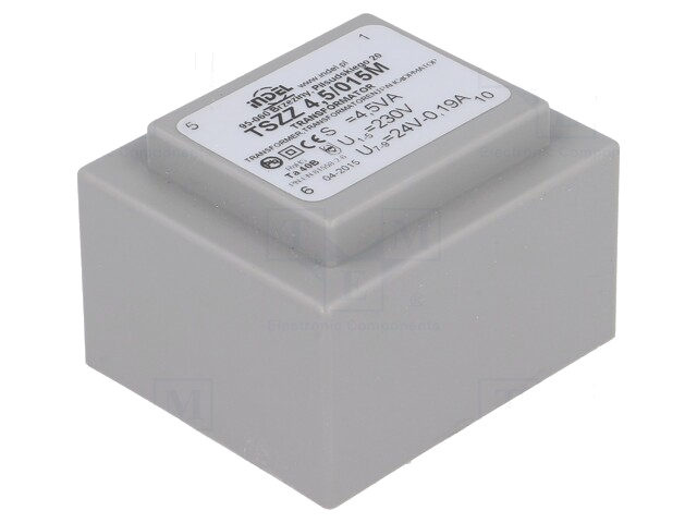 Transformator: ingegoten; 4,5VA; 230VAC; 24V; 180mA; PCB; IP00 Transformator: ingegoten; 4,5VA; 230VAC; 24V; 180mA; PCB; IP00